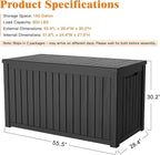 Outdoor Storage Box - Lockable Waterproof UV-Resistant Resin Deck Box for Patio Cushions, Pool Accessories (Black, 180 Gallon)