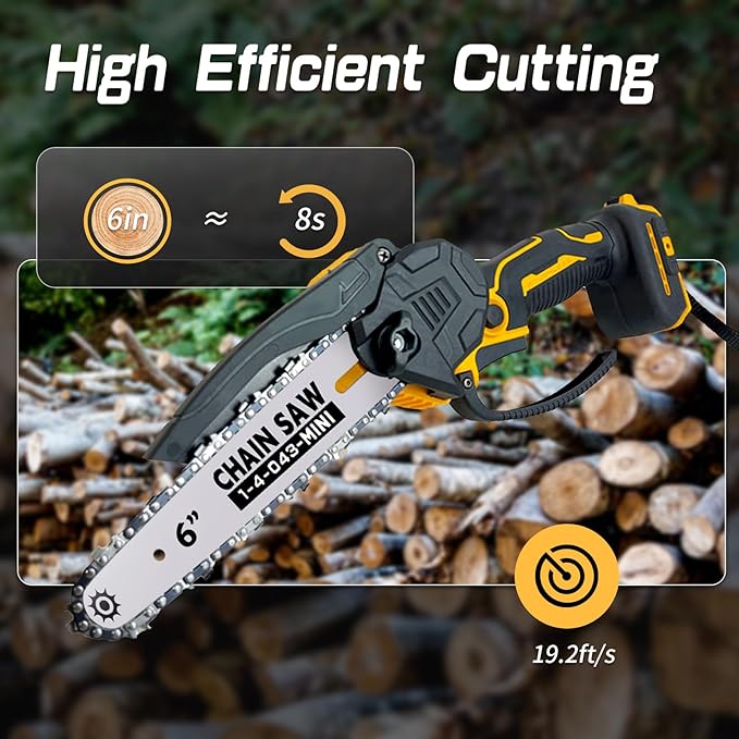 6 Inch Mini Chainsaw for Dewalt Battery 20v, Battery Powered(No Battery Included), Auto-Oiler, Brushless Hand-held Chain Saw with Safety Kit and Carrying Case for Wood Cutting,Tree Trimming/Pruning
