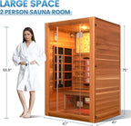 Full Spectrum Infrared Sauna, 2 Person Home Sauna 120V 1750W, Indoor Dry Sauna with Himalayan Salt Panel and LCD Touch Control Panel