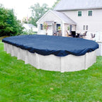 Pool Mate 12 x 21 ft Extra-Strength Blue Winter Oval Pool Cover for Above Ground Pools, 4 ft Overlap (16 x 25 ft Cover Size), Solid 12 x 12 Scrim, 3.7 oz/yd2, 15-Year Warranty, Style: 271221-4PMA