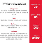E & S 3 Pack 20 Inch Chainsaw Chain .325" Pitch .050" Gauge 80 Drive Links Semi-Chisel Chain Saw Chains for Husqvarna, Poulan, Craftsman, Greenworks and More Chainsaw Brands