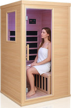 1350W Far Infrared Home Sauna, Energy-Efficient Fast-Heating Indoor Sauna Room with Bluetooth & 7-Color Therapy, Canadian Hemlock Wood, Modular Design - Ideal for Home Gym, Family Relaxation