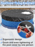 Pool Cover Cable & Winch Kit - 100ft Plastic Coated Steel Wire & Heavy Duty Zinc Alloy Spring Loaded Ratchet for Above Ground Swimming Pool Winter