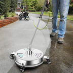 14" Pressure Washer Surface Cleaner with 4 Wheels-Stainless Steel Power Washer Accessories for Concrete Driveways Sidewalks Patios Cleaning (14 INCH Silver)