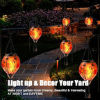 Hot Air Balloon Solar Lantern - Flamingo Stained Glass Lantern, Simulated Flickering & Dancing Flame, Outdoor Hanging Yard Light Waterproof IP65 for Patio Lawn Porch Decor Gift