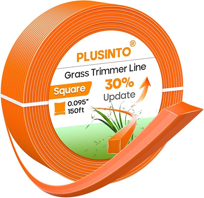 String Trimmer Line .095", 150 Feet Weed Eater String, Square Trimmer Line for Universal Replacement, Orange Premium Nylon String Trimmer Line for Medium& Heavy Grass&Weeds