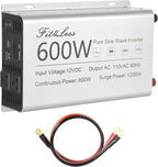 Pure sine Wave Inverter DC 12V Input and AC 110V Output with LCD Display, USB Output Port, Type-C Output Port(600W)