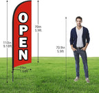 Open Flags for Businesses, 9.18FT Double-Sided Outdoor Advertising Swooper Banner with Pole Kit & Ground Stake – Tear-Resistant Polyester Feather Flag for Shops, Events & Promotions
