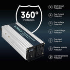 WZRELB 1000W Pure Sine Wave Inverter 24V DC to 110V 120V AC Power Converter with LED Display, Off-Grid Portable Power Inverter with 2 AC Outlets for Home, RV, Truck, Camping