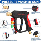 DUSICHIN Foam Cannon Short Pressure Washer Gun 1/4 Inch Quick Connector,Car Wash Foam Gun with 5 Pressure Washer Nozzle Tips 3/8'' Swivel Quick Connector,Additional Orifice Nozzle 1.04mm Car Washing