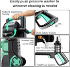 2025Upgraded Pressure Washer 5000PSI with Adjustable Touch Screen 8 Level, 34" Tall, 4 Quick Connect Nozzles,Inlet Hose&Filter&500mlFoam Cannon for Cars/Fences/Driveways/Home Cleaning,Green