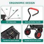 Garden Carts-600lbs Wagon Wheelbarrows with 4 Anti-Slip Tires & Quick-Release Dumping,Heavy Duty Utility Garden Dump Cart for Yard,Landscape and Christmas Hauling