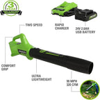Greenworks 48V (2x24V) All-in-One Cordless Combo - 20" Push Lawn Mower, 12" String Trimmer, 320 CFM Leaf Blower & 3/8" 18 GA Crown Stapler