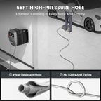 Giraffe Tools Grandfalls Retractable Pressure Washer G20, 2500 PSI 2.2 GPM, 180° Wall Mounted Power Washer, Auto-Retract with 65FT Hose Reel, 5 Nozzles for Floor/Cars/Fences/Patios, Dark Silver