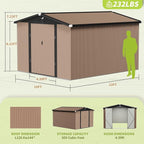 10x12 FT Outdoor Storage Shed, Metal Shed with Lockable Door, Large Heavy Duty Tool Sheds, Outside Waterproof Storage Building