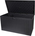 230 Gallon Outdoor Storage Box Waterproof, Extra Large Plastic Outside Deck Box Weatherproof, Resin Patio Storage Bin with Lock and Lids for Pool Equipment and Cusion