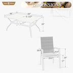 Sophia & William Patio Table and Chairs Set 7 Pieces, 6 Aluminium Patio Dining Chairs with 60" x 38" Metal Dining Table, Stackable and Easy to Move for Outdoor Garden Lawn (Blue)