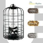 Nature's Rhythm Outdoor Hanging Bird Feeder Cage PC Tube Squirrel Proof Wild Bird Feeder with Large Metal Seed Guard Deterrent