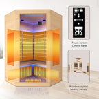 Sauna, Infrared Sauna 2 Person, 2 Person Sauna 9 Heating Plate 2180w Low EMF Room, Dry Sauna for Home, Wooden Sauna with 7-Color Therapeutic Lights and Bluetooth Speakers Room