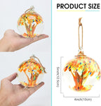 Hand Blown Glass Ball, 4" Gazing Glass Christmas Ornaments, Hanging Tree of Life Witch Balls for Home Outdoor Window Patio Garden Décor（Orange）