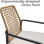 Rattan Patio Chairs and Rectangle Table Set of 6 with 63"x38" Handpainted Table and Swivel, Stackable Chairs All-Weather for Outdoor, Balcony, Backyard, Deck
