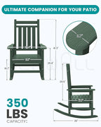 SERWALL Oversized Outdoor Rocking Chair Set of 2, HDPE Rocker for Adults, Patio Rocking Chairs for Porch, Green
