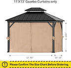 Gazebo Curtain Replacement Universal 4-Panel Sidewalls 11' x 13', Outdoor Gazebo Privacy Curtains with Zipper, Replacement for Outdoor, Patio Canopy, Garden and Backyard (Curtain Only)
