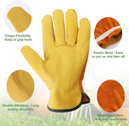 Leather Work Garden Gloves for Men & Women，Safety Work Gloves for Gardening, Welding, Construction, Farm, Ranch, etc. Thorn Proof , Planting,Heavy Duty，Roses Pruning Gardening Working Gloves, Gifts L