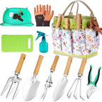 Garden Tool Set 11-Piece Heavy Duty Gardening Hand Tools - Rust-Resistant Stainless Steel with Durable Stylish Garden Tools Organizer Tote Bag | Ideal Gardening Gift for Women & Garden Enthusiasts