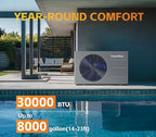 30000 BTU Swimming Pool Heat Pump Pool Heater Above Ground 8000 Gallon Heating Cooling Electric Pool Heater For Inground Pool WiFi Control Schedule 120V