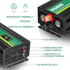 JIGUUN Power Inverter 2000 Watt, DC 12V to AC 120V Pure Sine Wave Inverter with LCD Display, 4 AC Outlets&USB Output, Power Converter with Remote Control for RV Emergency Camping. (PRO2000W-12)