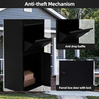 Black Mailboxes for Outside，Galvanized Steel Large Package Delivery Boxes for Outside,with Adjustable Baffle Parcel Drop Box,Wind and Rainproof Packages Box for front Porch