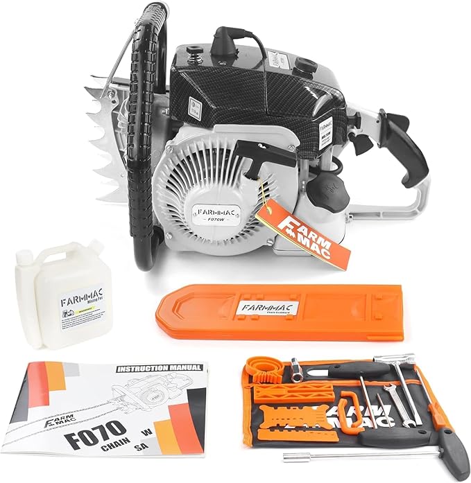 FARMMAC F070W Gas Chainsaw with 42 Inch Alloy Solid Bar, 105cc 2-Cycle Gasoline Power Chain Saws, 4.8KW 6.5HP Power Chain Saw, All Parts Compatible with MS070 090 (F070W WITH 42 INCH BAR/CHAIN)