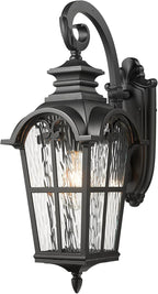 Outdoor Wall Sconce Light Exterior Lighting Fixtures in Black Finish 31 Inch Height Large Size Outdoor Wall Lights with Water Ripple Glass E26 Socket Waterproof