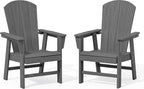 SERWALL Outdoor Adirondack Dining Chair Set of 2, All Weather HDPE Patio Chairs, Grey