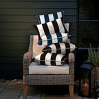 LVTXIII Outdoor Throw Pillows 18x18 Patio Waterproof Square Pillows with Piping Fade Resistant Accent Pillow for Spring Summer Garden Decoration, Set of 2, Cabana Black