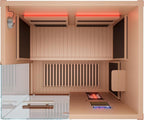 OnxyEdge 2-Person Full Spectrum Sauna with 6.5 * 6.5" Red Light Therapy & 2 Built-in Speakers, Indoor Dry Sauna 1990W/120V with Dual LED Controls for Home & Gym – Canadian Hemlock Spa Room (Wood)
