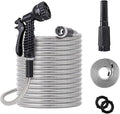 25ft Metal Garden Hose Stainless Steel Heavy Duty Water Hose With 2 Nozzles, No Tangle and Kink, Lightweight & Flexible, Tough and Pet Proof, Metal Garden Hose for Yard, RV, Garden, Outdoor