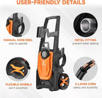 Giraffe Tools Pressure Washer, Max 2400 PSI, 2.3 GPM Electric Power Washer with 4 Quick-Connect Nozzles, Foam Cannon for Cars/Patios/Driveways/Fences