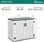 YITAHOME Outdoor Horizontal Storage Shed with X-Shaped Lockable Door, 35 Cu Ft Weatherproof Resin Tool Shed w/o Shelf, Ideal for Bike, Trash Cans, Garden Tools, Lawn Mowers, Light Gray
