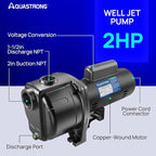 AQUASTRONG 2 HP Shallow Well Jet/Centrifugal Pump, 5200 GPH, 230V, Durable Cast Iron Booster Pump for Lawn Sprinkler, Garden Irrigation