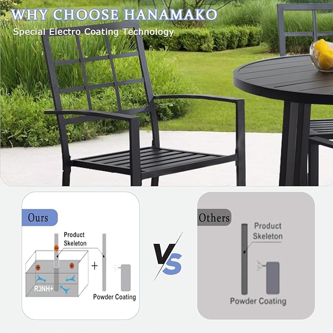 Outdoor Dining Chairs Set of 6, Aluminum Frame Stackable Patio Dining Chairs with Armrest, Wrought Iron Patio Bistro Chairs for Lawn, Backyard, Garden, Porch