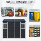 8x6 FT Resin Storage Sheds Outdoor with Floor, 2 Windows & Lockable Door Storage Shed - Waterproof Garden Tool Shed, Patio & Backyard Tool Storage Cabinet Use - Black