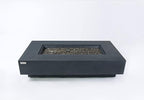 Elementi+ | Positano Gas Fire Pit Cast Concrete 60" Rectangular Fire Table, Outdoor Fire Pit Electronic Ignition | Canvas Cover, Fire Glass and Burner Lid Included | Dark Gray | Propane Gas