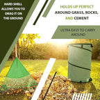 Collapsible -45 Gallon Canvas Garden Waste Bag -Pop-up Bucket Reusable Yard Leaf Bag Holder- Heavy Duty Hardshell Bottom – with Drain Holes for Lawn Pool Garden Camping Trash Debris Bag with Handles