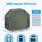 Grill Cover 60 Inch - Superior BBQ Cover for Weber Genesis 300 Series Gas Grill - 600D Outdoor Barbecue Cover for Weber Genesis ii 300, Dyna-glo, Nexgrill, Char-Broil, Monument and Brinkmann