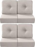 Luxury 22x24/22x25 6-Inch Outdoor Chair Cushions Set of 4 - Heavy Duty Water Repellent Comfortable Cushion for Patio Furniture Dining Gliding Rocking Chair Loveseat L-Shape Sofa - Beige