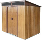 6X5 FT Outdoor Storage Shed, Waterproof Metal Garden Sheds with Lockable Door, Steel Tool Storage Buildings Shed & Outdoor Storage House for Garden, Backyard, Patio, Lawn, Trash Cans(Coffee)