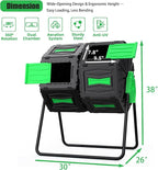 Compost Bin Outdoor, 45Gallon Dual Chamber Composter Large Composting Bin, 360° Rotating Compost Bin, BPA-Free Fast-Working Tumbling Compost Barrel, Kitchen Garden Composter Tumbler (Green)