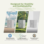 Patiowell 5x3 FT Outdoor Storage Shed with Floor, Plastic Vertical Storage Cabinet with Lockable Doors for Garden, Pool Storage, Tools and Patio Furnitrue Accessories, Light Gray